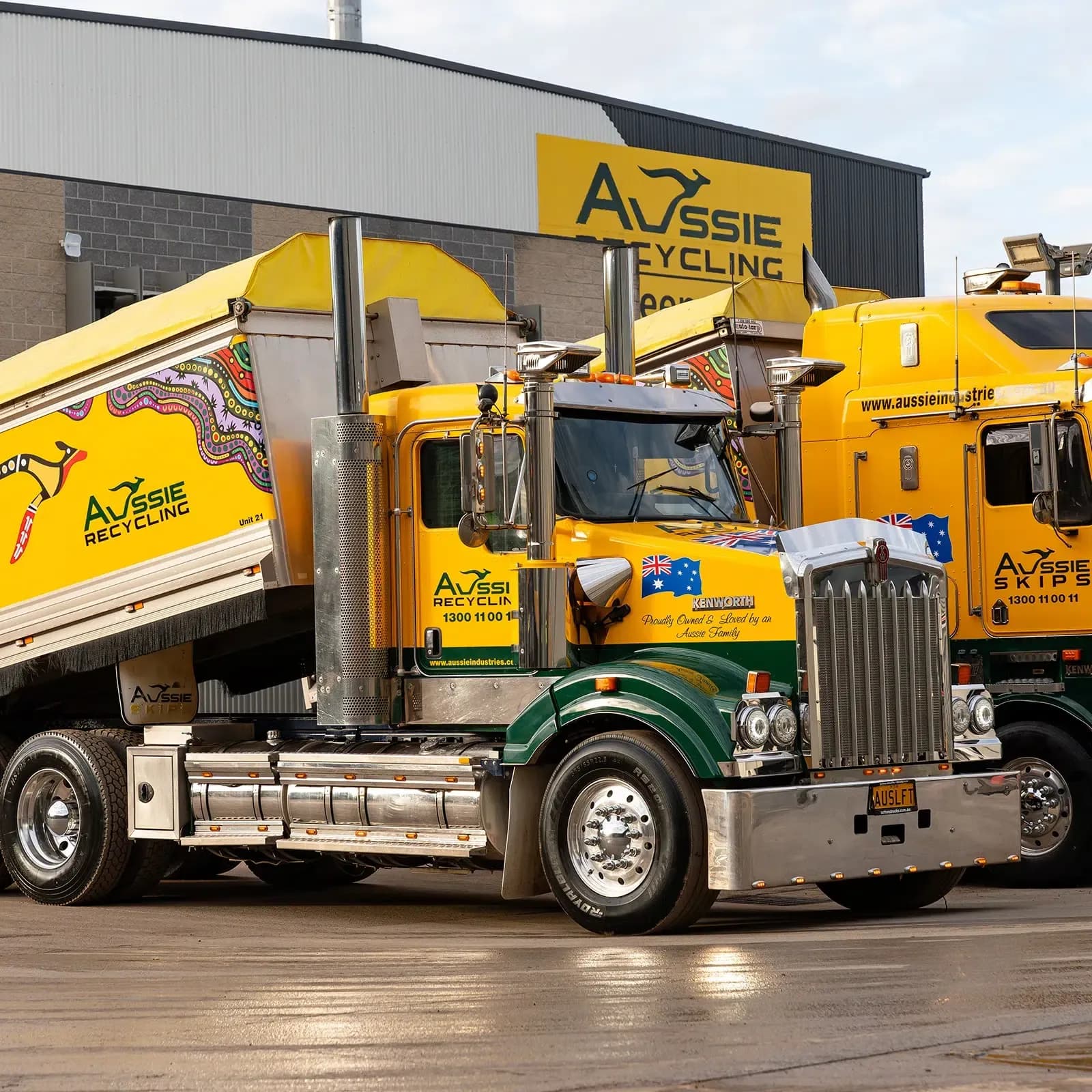 aussie skip bin recycling truck